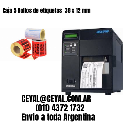 Caja 5 Rollos de etiquetas 	38 x 12 mm