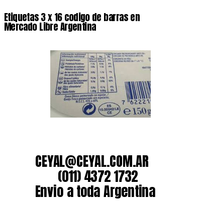 Etiquetas 3 x 16 codigo de barras en Mercado Libre Argentina