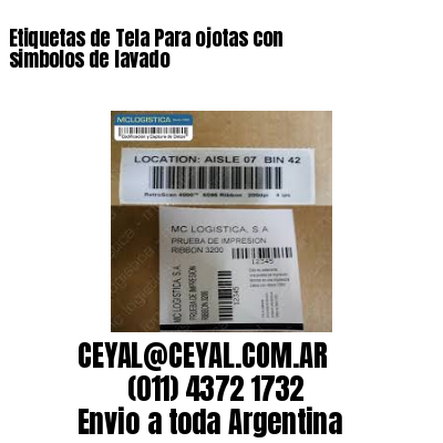 Etiquetas de Tela Para ojotas con simbolos de lavado