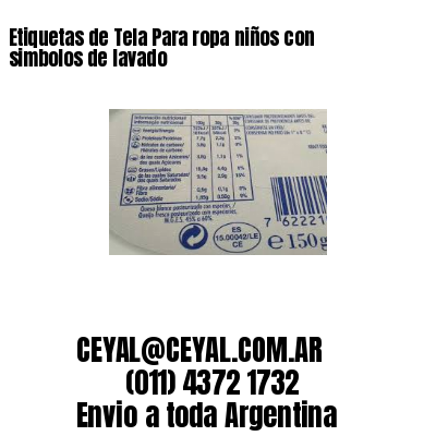 Etiquetas de Tela Para ropa niños con simbolos de lavado