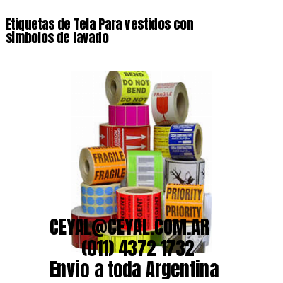 Etiquetas de Tela Para vestidos con simbolos de lavado