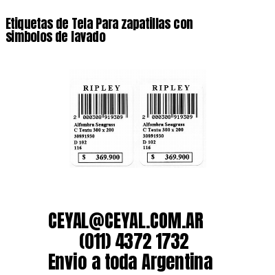 Etiquetas de Tela Para zapatillas con simbolos de lavado