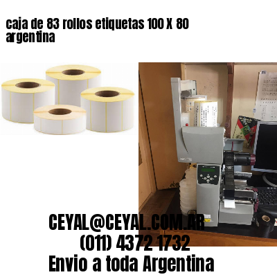 caja de 83 rollos etiquetas 100 X 80 argentina