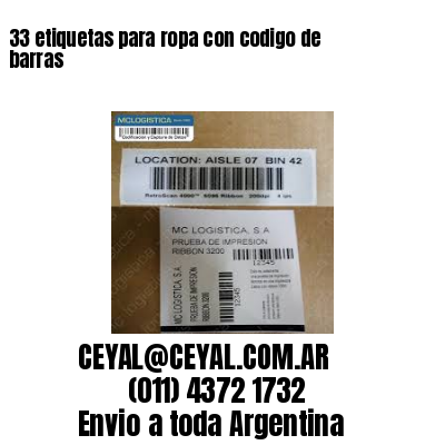 33 etiquetas para ropa con codigo de barras