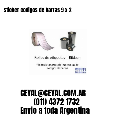 sticker codigos de barras 9 x 2