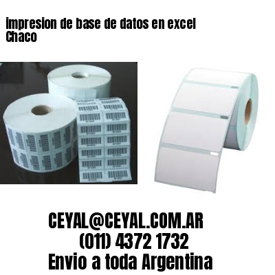 impresion de base de datos en excel Chaco