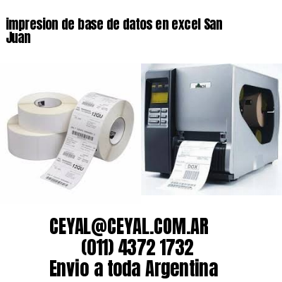 impresion de base de datos en excel San Juan