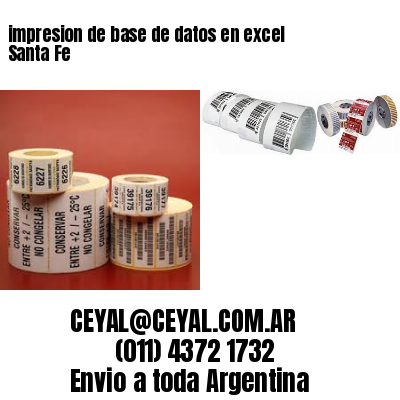 impresion de base de datos en excel Santa Fe