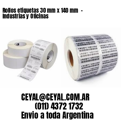 Rollos etiquetas 30 mm x 140 mm  - Industrias y Oficinas