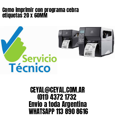 Como imprimir con programa cebra etiquetas 20 x 60MM