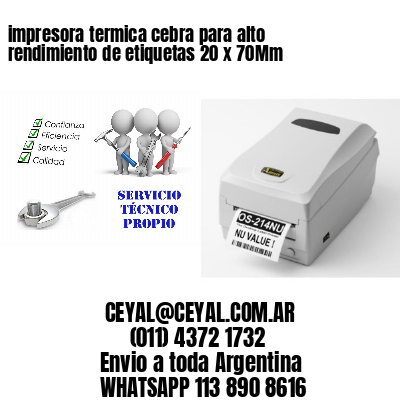 impresora termica cebra para alto rendimiento de etiquetas 20 x 70Mm