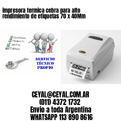 impresora termica cebra para alto rendimiento de etiquetas 70 x 40Mm