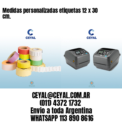 Medidas personalizadas etiquetas 12 x 30 cm.