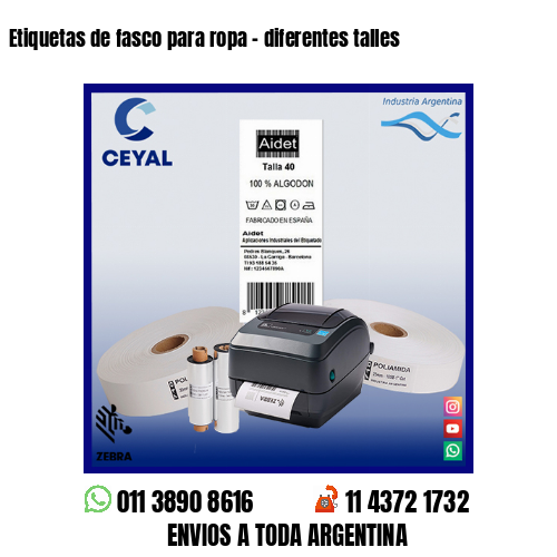 Etiquetas de fasco para ropa – diferentes talles
