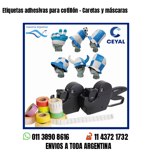 Etiquetas adhesivas para cotillón – Caretas y máscaras