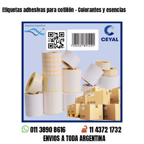 Etiquetas adhesivas para cotillón – Colorantes y esencias
