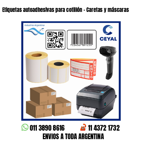 Etiquetas autoadhesivas para cotillón – Caretas y máscaras