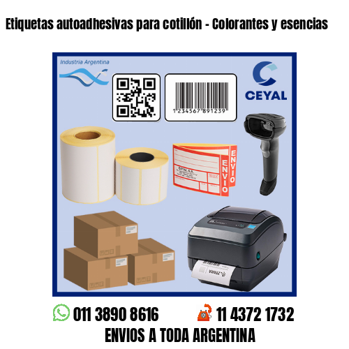 Etiquetas autoadhesivas para cotillón – Colorantes y esencias