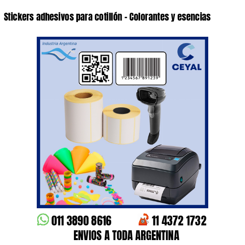 Stickers adhesivos para cotillón – Colorantes y esencias