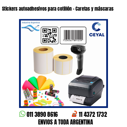 Stickers autoadhesivos para cotillón – Caretas y máscaras