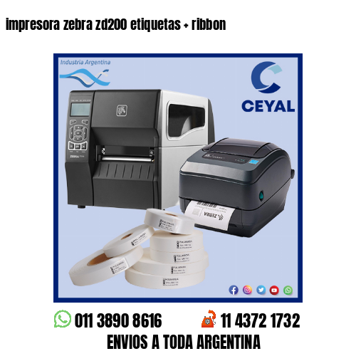 impresora zebra zd200 etiquetas   ribbon