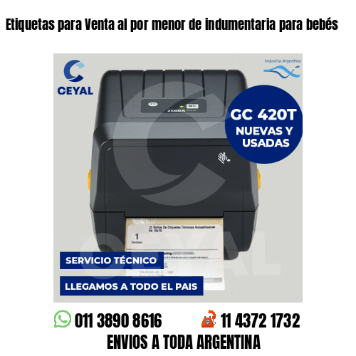 Etiquetas para Venta al por menor de indumentaria para bebés