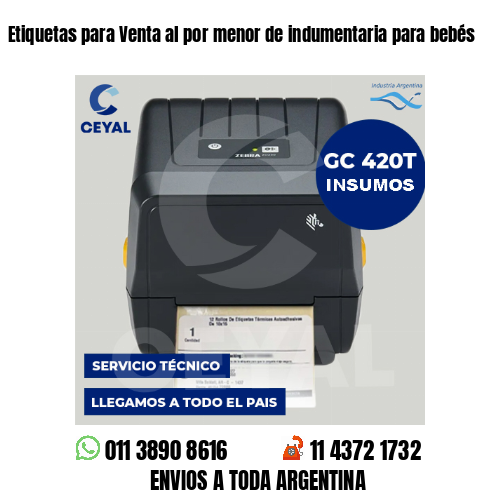 Etiquetas para Venta al por menor de indumentaria para bebés