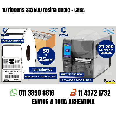 10 ribbons 33x500 resina doble - CABA