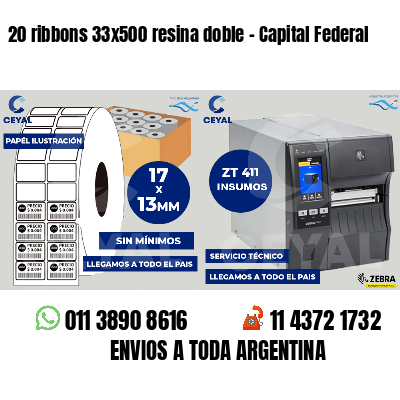 20 ribbons 33x500 resina doble - Capital Federal