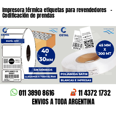 Impresora térmica etiquetas para revendedores   - Codificación de prendas