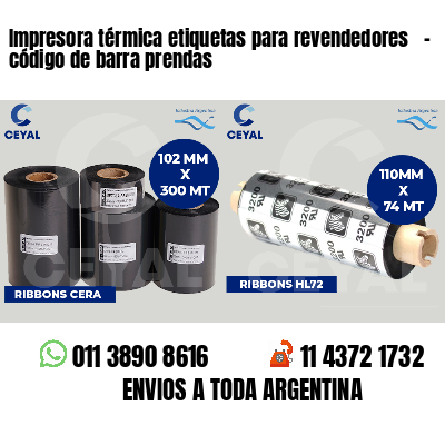 Impresora térmica etiquetas para revendedores   - código de barra prendas