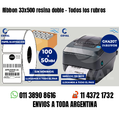Ribbon 33x500 resina doble - Todos los rubros