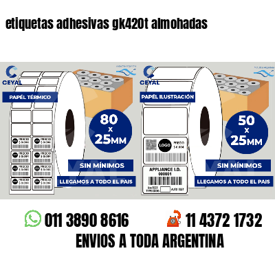 etiquetas adhesivas gk420t almohadas
