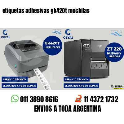 etiquetas adhesivas gk420t mochilas