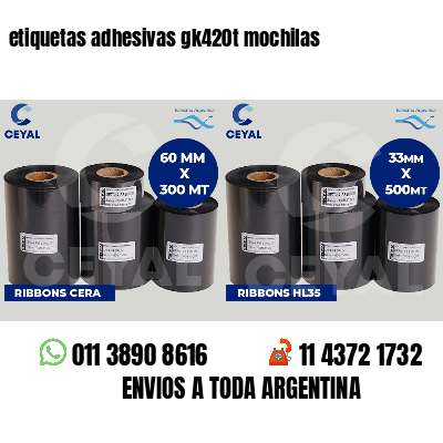 etiquetas adhesivas gk420t mochilas