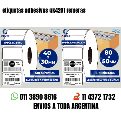 etiquetas adhesivas gk420t remeras