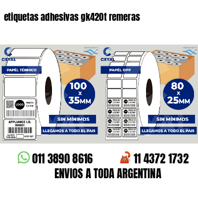 etiquetas adhesivas gk420t remeras