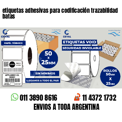 etiquetas adhesivas para codificación trazabilidad batas