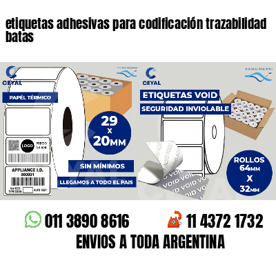 etiquetas adhesivas para codificación trazabilidad batas