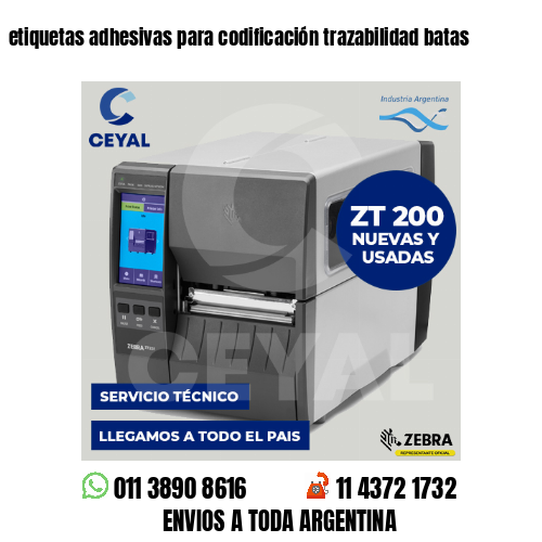 etiquetas adhesivas para codificación trazabilidad batas