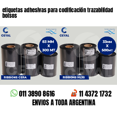 etiquetas adhesivas para codificación trazabilidad bolsos
