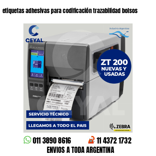 etiquetas adhesivas para codificación trazabilidad bolsos