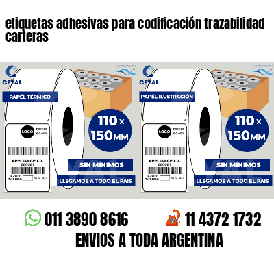etiquetas adhesivas para codificación trazabilidad carteras