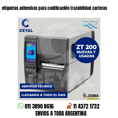 etiquetas adhesivas para codificación trazabilidad carteras