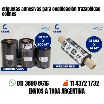 etiquetas adhesivas para codificación trazabilidad cojines