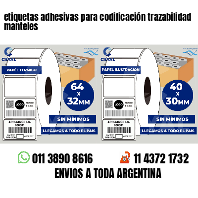 etiquetas adhesivas para codificación trazabilidad manteles