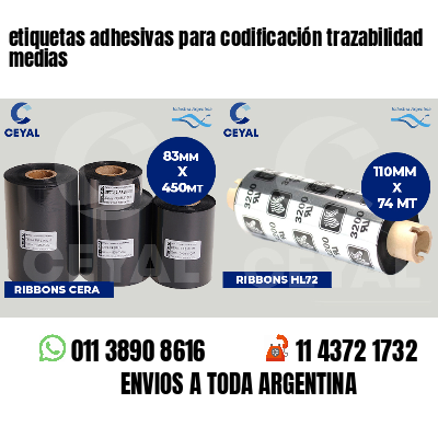 etiquetas adhesivas para codificación trazabilidad medias