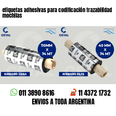 etiquetas adhesivas para codificación trazabilidad mochilas
