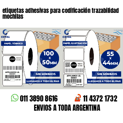 etiquetas adhesivas para codificación trazabilidad mochilas
