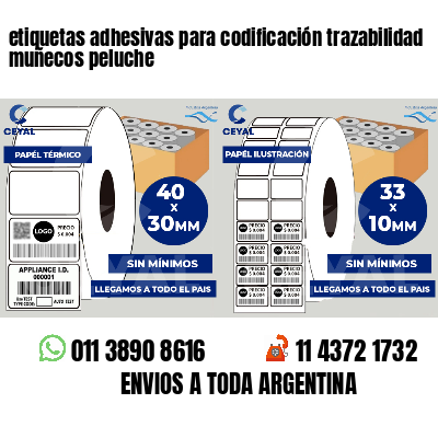 etiquetas adhesivas para codificación trazabilidad muñecos peluche